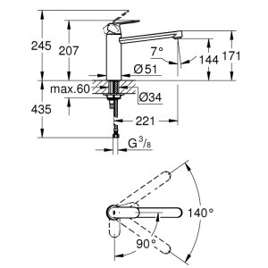 Grohe Eurosmart Cosmopolitan Single Lever Sink Mixer Tap - Chrome (30199000) - main image 2