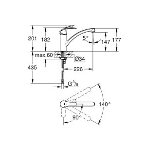 Grohe Eurosmart Single Lever Sink Mixer - Chrome (32221002) - main image 2