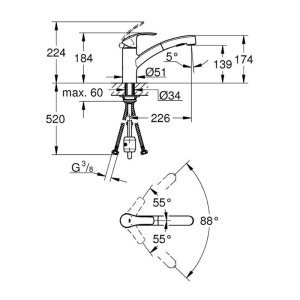 Grohe Eurosmart Single Lever Sink Mixer - Supersteel (30305DC0) - main image 2