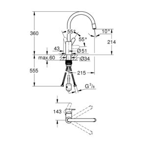 Grohe Eurostyle Cosmopolitan Single Lever Sink Mixer - Chrome (31126004) - main image 2