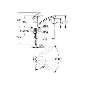 Grohe Eurostyle Cosmopolitan Single Lever Sink Mixer - Chrome (32230002) - main image 2