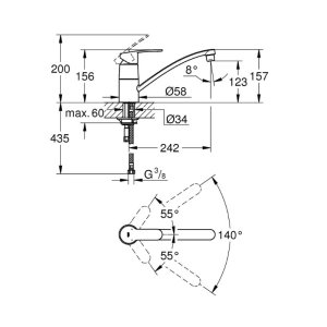 Grohe Eurostyle Cosmopolitan Single Lever Sink Mixer - Chrome (33977002) - main image 2