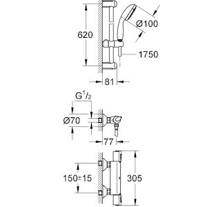 Grohe Grohtherm Auto 1000 bar mixer shower (34151001) - main image 2