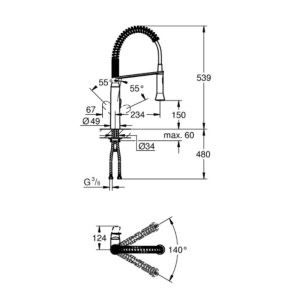 Grohe K7 Single Lever Sink Mixer - Brushed Hard Graphite (31379AL0) - main image 2