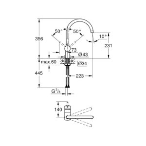 Grohe Minta Single Lever Sink Mixer - Hard Graphite (32917A00) - main image 2