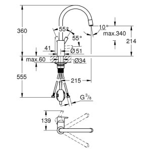 Grohe Quickfix Feel Single Lever Sink Mixer Tap - Chrome (32671002) - main image 2
