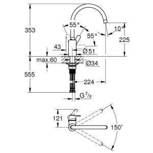 Grohe Quickfix Get High Spout Single Lever Sink Mixer Tap - Chrome (31494001) - main image 2
