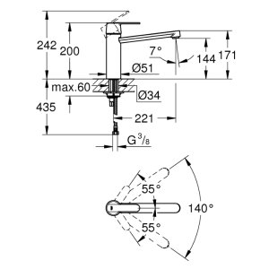Grohe Quickfix Get Single Lever Sink Mixer Tap - Supersteel (30196DC0) - main image 2