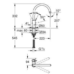 Grohe Quickfix Start Classic Single Lever Sink Mixer Tap - Chrome (31553001) - main image 2