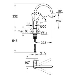 Grohe Quickfix Start Edge Single Lever Sink Mixer Tap - Chrome (31866000) - main image 2