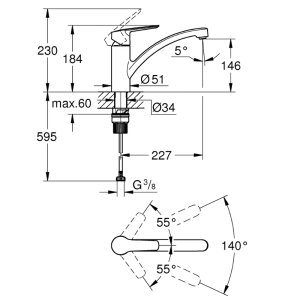 Grohe Quickfix Start Low Spout Single Lever Sink Mixer Tap - Matt Black (305302432) - main image 2