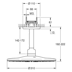 Grohe Rainshower SmartActive 310 Ceiling Shower Head - 142mm - Chrome (26477000) - main image 2