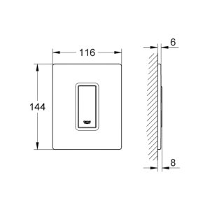 Grohe Skate Cosmopolitan Single Flush Plate - White/Chrome (38846LS0) - main image 2