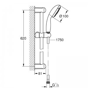 Grohe Tempesta 100  Shower Rail Set - 4 Spray - Chrome (27645001) - main image 2