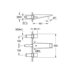 Grohe Allure Brilliant 161mm 3-hole wall mounted basin mixer tap - chrome (20346000) - main image 2