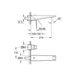 Grohe Allure Brilliant 210mm 2-hole basin mixer tap - chrome (19783000) - main image 2