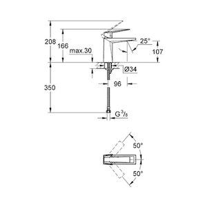 Grohe Allure Brilliant top lever basin mixer tap 1/2" (smooth body) - chrome (23033000) - main image 2