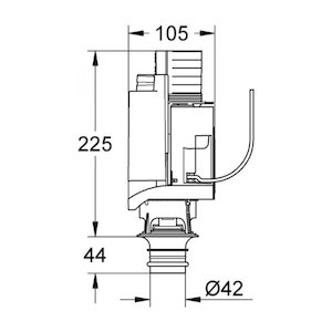 Grohe AV1 Dual Flush Valve - 225mm Tall (42314000) - main image 2
