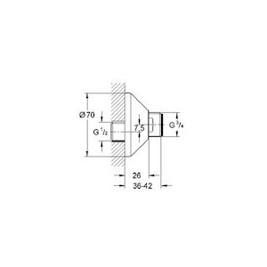 Grohe single inlet union 1/2" x 3/4" - chrome (12001000) - main image 2