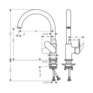 hansgrohe Vernis Blend M35 Single Lever Kitchen Mixer 210 with Swivel - Chrome (71870000) - main image 2