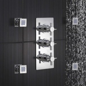 Hudson Reed Kristal Triple Concealed Thermostatic Shower Mixer Valve Only - Chrome (KRI3211) - main image 2