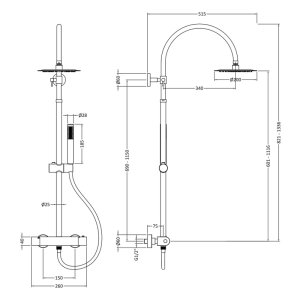 Hudson Reed Luxury Round Thermostatic Bar Mixer Shower - Chrome (A3530) - main image 2