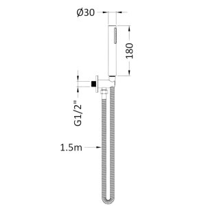 Hudson Reed Round Outlet Elbow With Parking Bracket, Hose and Shower Head (A3263) - main image 2