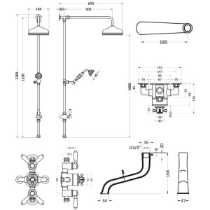 Hudson Reed Triple Thermostatic Shower Valve Only With Rigid Riser (TSVT103) - main image 2