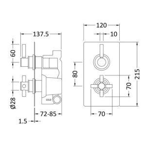 Hudson Reed Twin Thermostatic Mixer Shower Valve Only With Diverter - Chrome (A3007) - main image 2