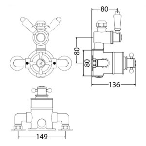 Hudson Reed Twin Thermostatic Shower - Valve Only (TSVT101) - main image 2