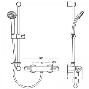 Ideal Standard Alto EV thermostatic bar mixer shower - chrome (A5985AA) - main image 2