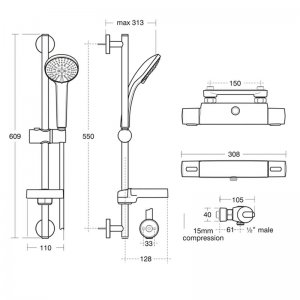 Ideal Standard Ceratherm 100 bar valve (A4814AA) - main image 2