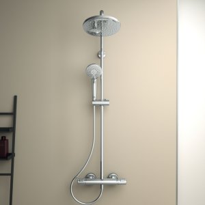 Ideal Standard Ceratherm T25 exposed thermostatic shower system with Idealrain 200mm round rainshowe (A7209AA) - main image 2