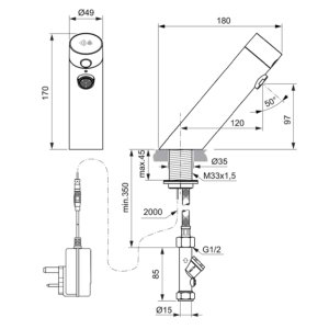 Ideal Standard Sensorflow E Touchless Infrared  Basin Tap - Chrome (A7548AA) - main image 2