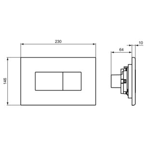 Ideal Standard Solea P2 Dual Flush Plate - Black (R0110A6) - main image 2