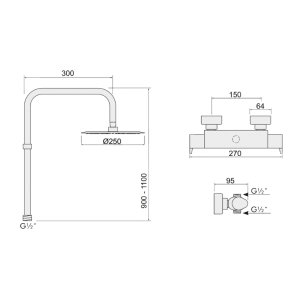 Inta Enzo Deluxe Safe Touch Dual Thermostatic Bar Mixer Shower - Chrome (EN10036CP) - main image 2