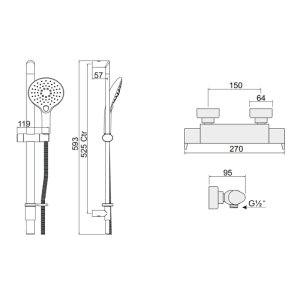 Inta Enzo Deluxe Safe Touch Thermostatic Bar Mixer Shower - Chrome (EN10035CP) - main image 2