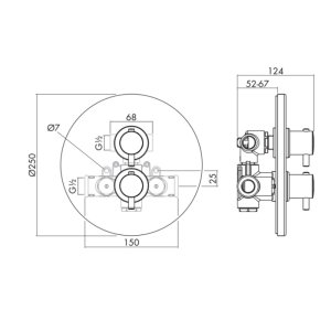 Inta Kiko Concealed Dual Thermostatic Shower Valve Only - Chrome (KK80010CP) - main image 2