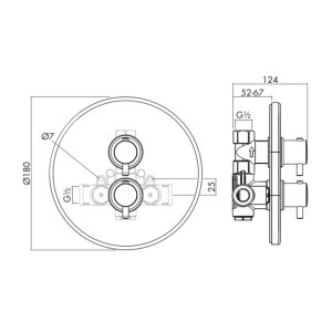 Inta Kiko Concealed Thermostatic Mixer Shower Valve Only - Chrome (KK40010CP) - main image 2