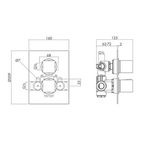 Inta Mio Concealed Dual Outlet Thermostatic Mixer Shower Valve Only - Chrome (MM80010CP) - main image 2