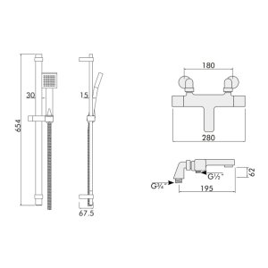 Inta Mio Safe Touch Thermostatic Bath Mixer Shower - Chrome (MM90015CP) - main image 2