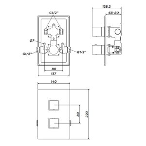 Inta Nulo Concealed Thermostatic Shower Mixer Valve Only - Chrome (CB40010CP) - main image 2