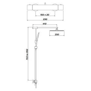 Inta Nulo Deluxe Safe Touch Thermostatic Bar Mixer Shower - Chrome (CB10036CP) - main image 2