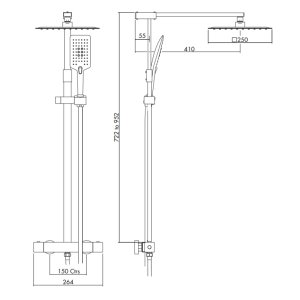 Inta Nulo Safe Touch Dual Thermostatic Bar Mixer Shower - Chrome (CB10032CP) - main image 2