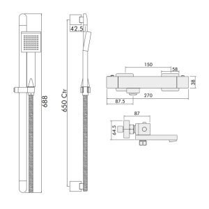 Inta Nulo Thermostatic Bath Mixer Shower - Chrome (CB90015CP) - main image 2