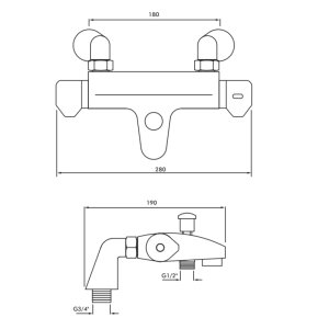 Inta Plus Thermostatic Bath Mixer Shower - Chrome (922245CPB) - main image 2