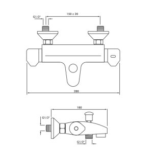 Inta Plus Thermostatic Bath Mixer Shower - Chrome (PL30014CP) - main image 2