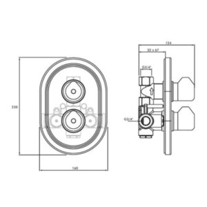 Inta Plus Thermostatic Concealed Mixer Shower Valve Only - Chrome (20015.1CP) - main image 2