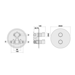 Inta Puro Concealed Thermostatic Dual Mixer Shower Valve Only - Chrome (PU80010CP) - main image 2