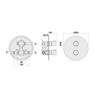 Inta Puro Concealed Thermostatic Mixer Shower Valve Only - Chrome (PU40010CP) - main image 2